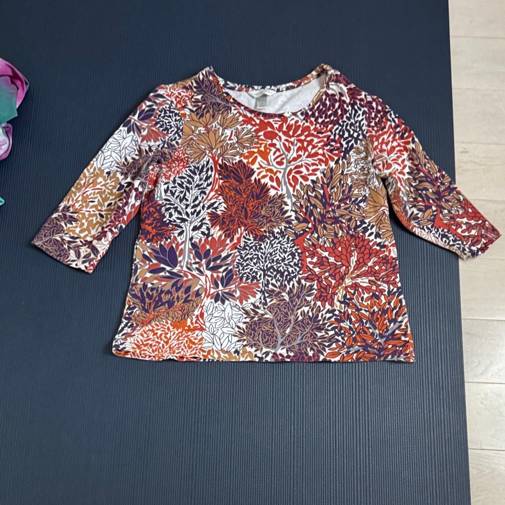 Christopher & Banks Multi-Color Botanical Print Tunic, XL, EC